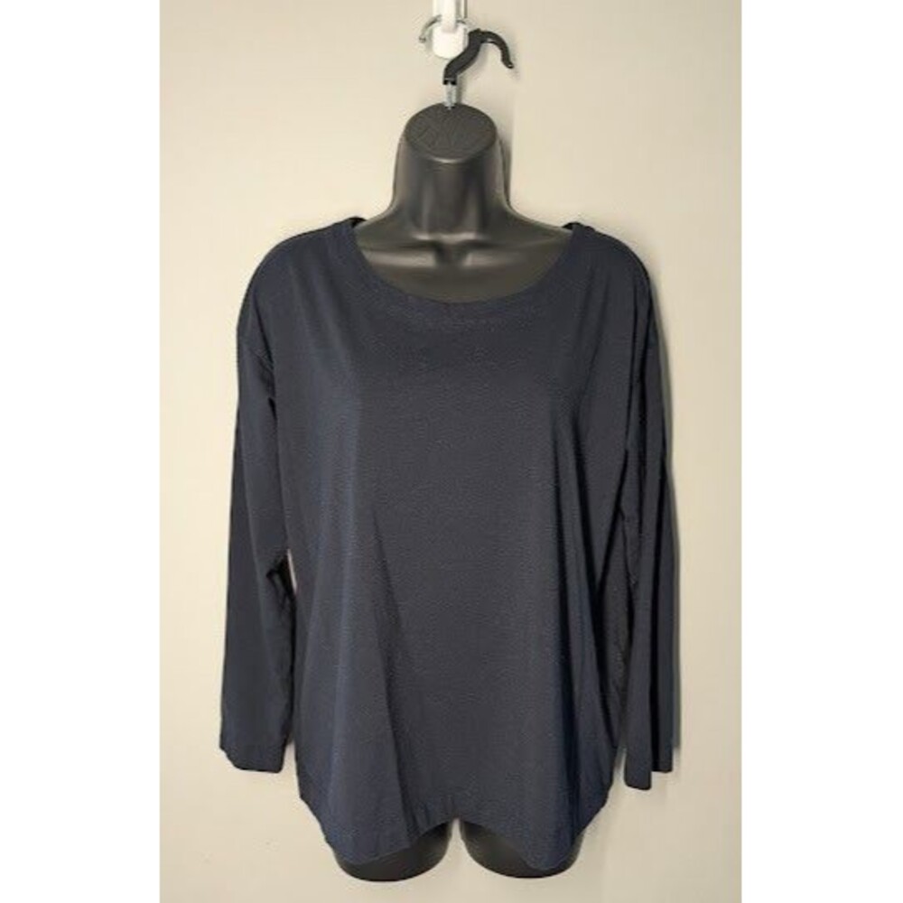 J.Jill M Luxe Supima Crew Neck Tunic Blue Long Sleeve Cotton Modal Stretch Top